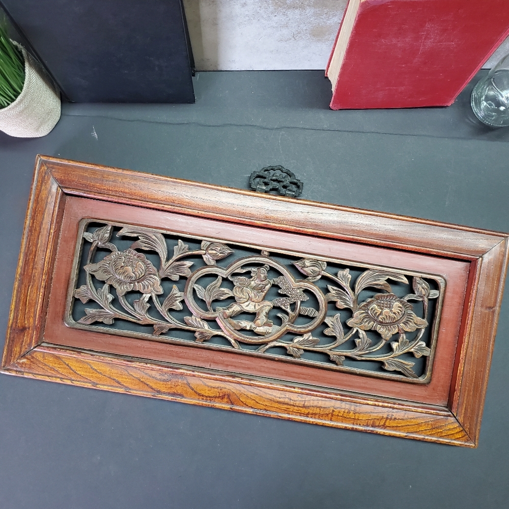 VINTAGE | Chinese Wood Carving Decorative Panel